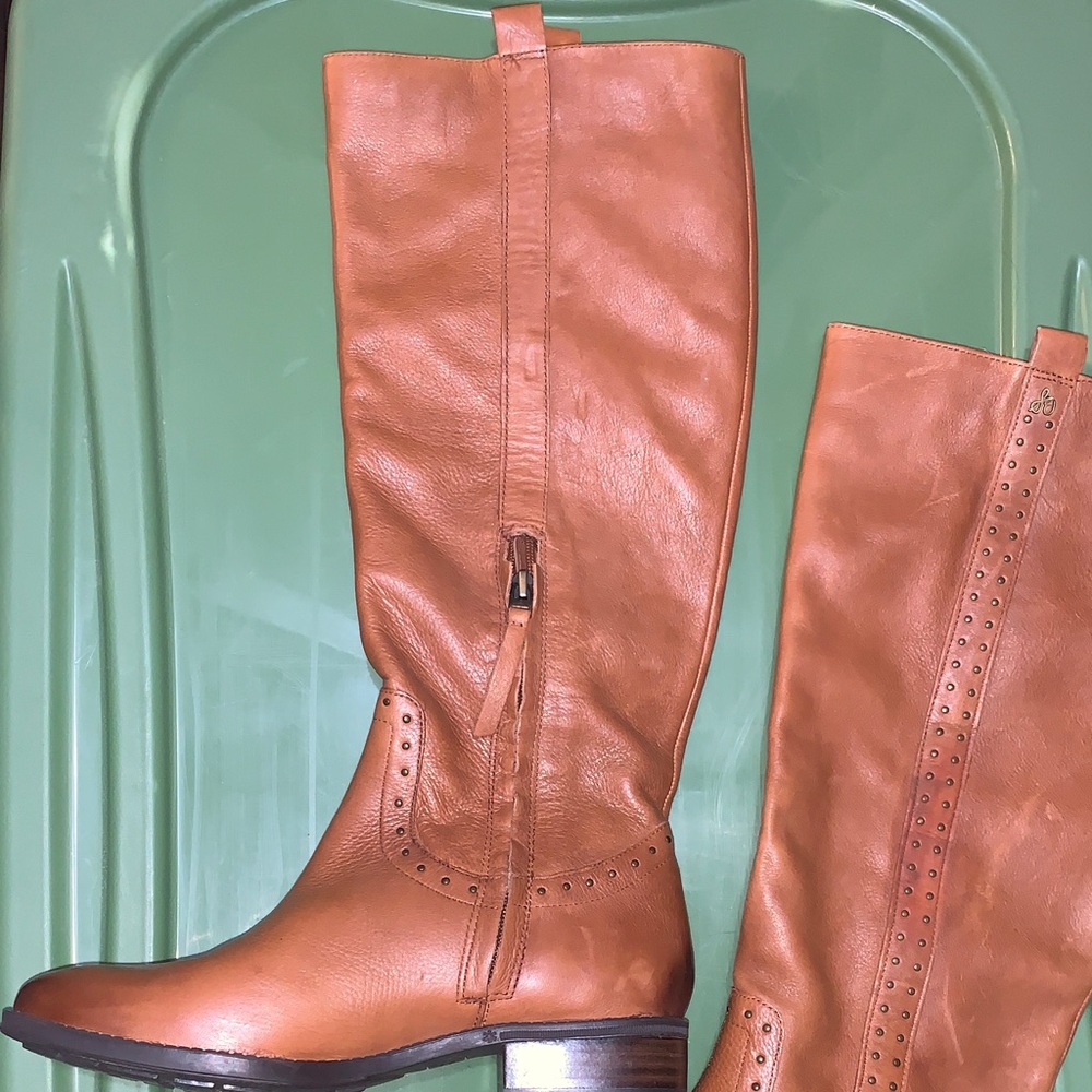 Sam Edelman Brown Heeled Knee High Boots 7.5 - Picture 9 of 12